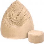 JAKS Sedací vak s podnožkou velur béžový – Zboží Dáma