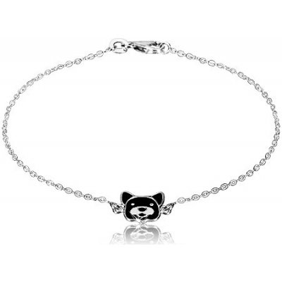 Šperky eshop stříbrný lesklý řetízek psík zdobený černou glazurou karabinka Q23.11 – Zboží Mobilmania