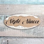 Dřevěná cedulka natur oválná 95 mm Veselé Vánoce – Hledejceny.cz