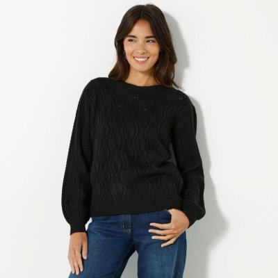 Blancheporte Ažurový pulovr s dlouhými rukávy černá – Zboží Mobilmania