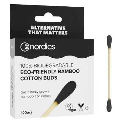 Nordics Oral Care Bambusové vatové tyčinky do uší černé 100 ks – Zboží Dáma