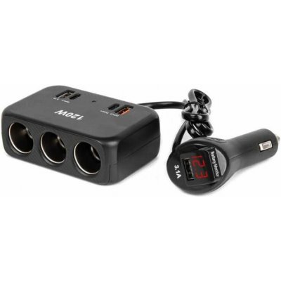 Prodlužovací zásuvka 2x USB-A 1x USB-C QC4.0 12/24V 120W 80cm AMiO-04366 – Zbozi.Blesk.cz