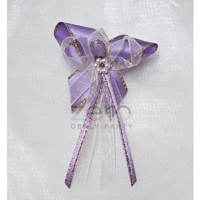 Vonička (vývazek) svatební - fialovo-zlatá s pruhy a perlovým květem I – Hledejceny.cz