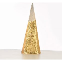 ACA Lighting šampaň zlatá + bílá dekorační kuželový strom 20 WW LED na baterie 3xAA IP20 pr.18.5x50cm X1120118