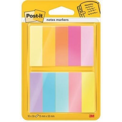 3M POSTIT Samolepicí záložky, mix barev, 15 x 50 mm, 10x 50 listů, 3M POSTIT 7100234524 ,balení 500 ks – Hledejceny.cz