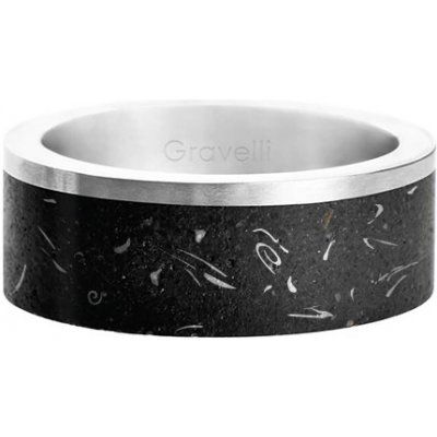 Gravelli Stylový betonový prsten Edge Fragments Edition ocelová/atracitová GJRUFSA002 53 mm