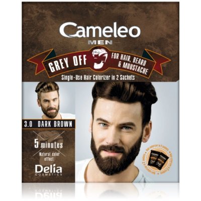 Delia Cosmetics Cameleo Men jednorázová barva pro okamžité zakrytí šedin 3.0 Dark Brown 2 x 15 ml – Zbozi.Blesk.cz