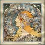 šátek Alfons Mucha Zodiak, 70 × 70 cm – Zboží Mobilmania