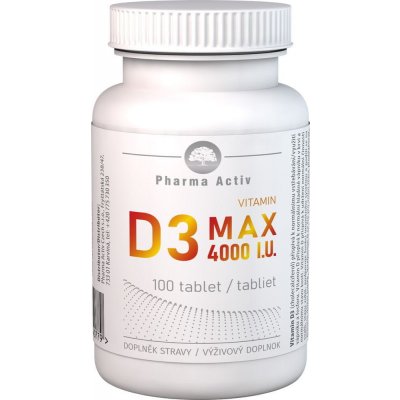 Pharma Activ Czech Vitamin D3 MAX 4000 I.U. 100 tablet – Hledejceny.cz