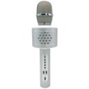 Mikrofon karaoke Bluetooth stříbrný na baterie s USB kabelem v krabici 10x28x8 5cm