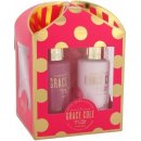 Grace Cole Sweet Peony & Vanilla Bath sprchový gel Refreshing 100 ml + tělový krém Smoothing 100 ml + mycí houba dárková sada