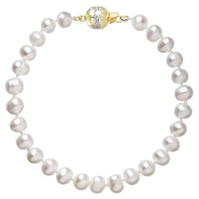 Evolution Group perlový náramek z říčních perel se zapínáním ze 14 karátového zlata 923001.1/9266A bílý