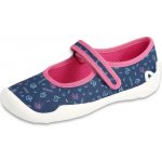 Befado dívčí balerínky domácí obuv 114Y517 modré kytičky – Sleviste.cz