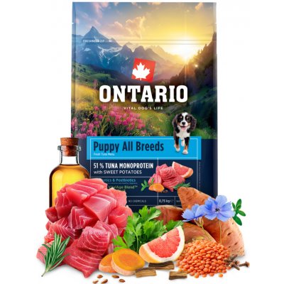 Ontario Puppy & Junior All Breeds Monoprotein Tuna & Sweet Potatoes 0,75 kg – Hledejceny.cz