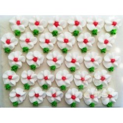 Cukrové květy bílé sčerveným středem na platíčku 30ks Fagos