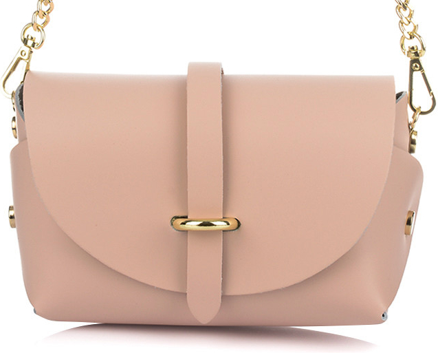 Vera Pelle P45 dámská kožená crossbody kabelka růžová