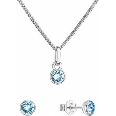 Evolution Group sada šperků s krystaly Swarovski náušnice řetízek a přívěsek modré 39177.3 aqua