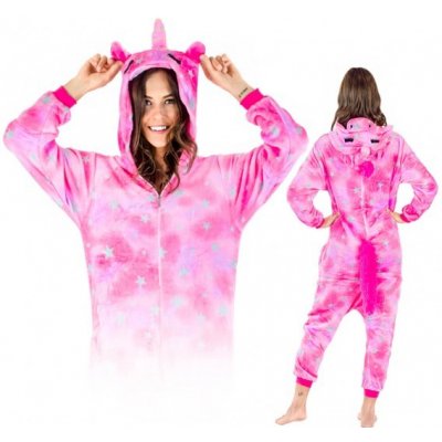 PEGASUS růžové hvězdy KIGURUMI ONESIE TEPLÁKY PYŽAMO KOMBINÉZA KIGU