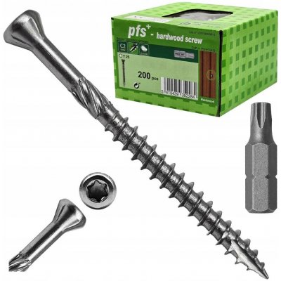 Terasový vrut 4x50 TORX T15 nerez C2 s redukovanou hlavou (200 ks/bal + BIT) – Zboží Mobilmania