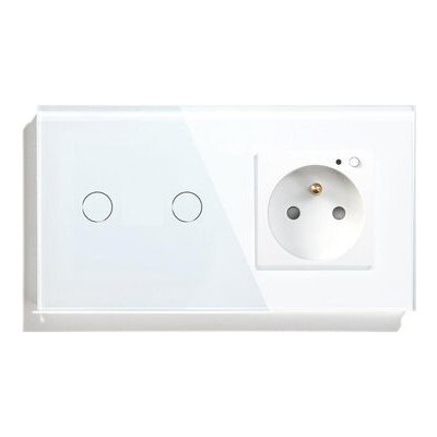 iQtech Millennium SKIM2W bílá / Chytrý vypínač a zásuvka / Wi-Fi / 2x vypínač / 1x zásuvka 16A (F) (IQTJ073)