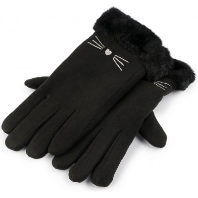 Prima-obchod Dívčí rukavice s kožešinou zateplené, dotykové, barva 2 černá – Zboží Dáma