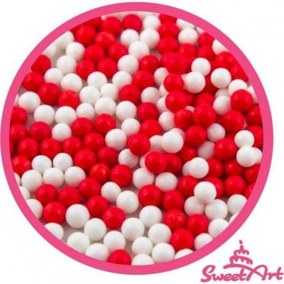 SweetArt cukrové perly červené a bílé 5 mm (80 g) dortis – Hledejceny.cz