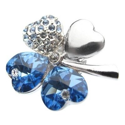Swarovski Elements brož čtyřlístek Aquamarine Rhodium – Sleviste.cz