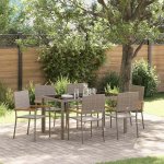 Omaxi 455130 Zahradní jídelní souprava 7 pcs Šedá 150 x 90 x 75 cm polyratan – Hledejceny.cz