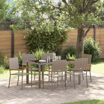 Omaxi 455130 Zahradní jídelní souprava 7 pcs Šedá 150 x 90 x 75 cm polyratan – Hledejceny.cz