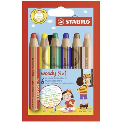 Stabilo Pastelky STABILO woody 3 v 1 barvička vodovka voskovka 6 ks různých barev 451453 – Hledejceny.cz