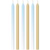 Dortová svíčka a fontána Amscan Dortové svíčky světle modré a zlaté s držáky 12 cm
