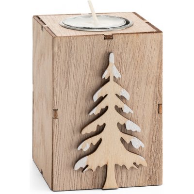 Dřevěný svícen na 1 čajovou svíčku, design stromku – Zboží Mobilmania