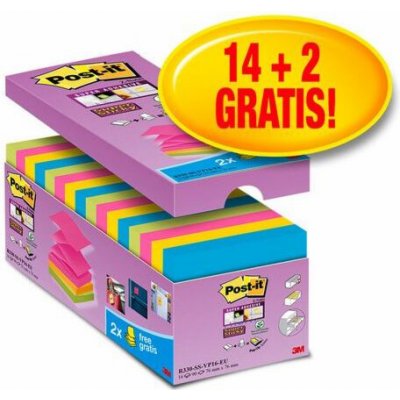 Samolepicí kartičky Post-it 1440 listů, SUPER STICKY Z-NOTES R330-SS-VP16 76x76mm mix barev, 16 kusů (3M0584) – Hledejceny.cz