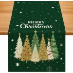 Textilomanie Lněný vánoční běhoun STARLIT TREES 33x180 cm zelený – Hledejceny.cz