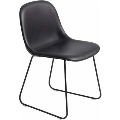 Muuto Fiber Side Chair Sled Base kůže černá