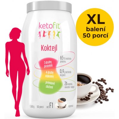 Ketofit Espresso proteinový koktejl 1260 g, 50 porcí – Zboží Dáma