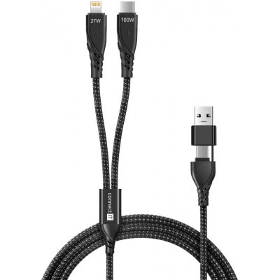 Connect IT CCA-2310-BK Wirez 4in1 1x USB-C, 1x Lightning, 1,25 m, ČERNÝ CCA-2310-BK – Zboží Mobilmania