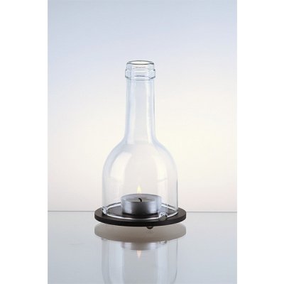 DT GLASS Upcyklovaný svícen SMART výšky 160 z láhve od vína na kovové podstavě čirá kovová uvnitř skla – Zbozi.Blesk.cz