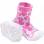 Růžové botičky ponožky s gumovou podrážkou KVĚTINY – Zboží Dáma