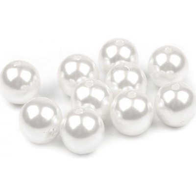 Prima-obchod Plastové voskové korálky / perly Glance Ø12 mm, barva F2 bílá – Zboží Dáma