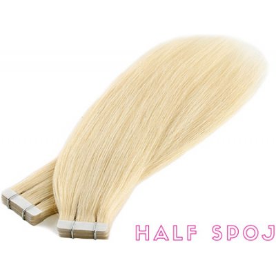 Vlasové PU pásky HALF poloviční tape in na prodlužování vlasů 50cm 613 nejsvětlejší blond – Zboží Mobilmania