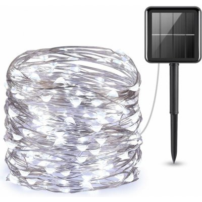 ACA Lighting LED solární řetěz, 200 LED, 20m+2m, studená bílá,IP44, 8 funkcí – Hledejceny.cz