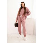 Kesi komplet dámský s volnou mikinou a kalhotami s nápisem Love hnědý – Zboží Mobilmania