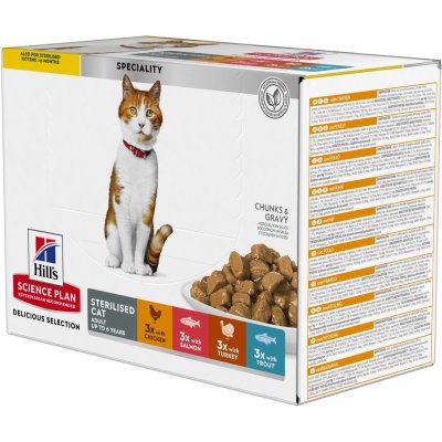 Hill's Science Plan sterilised cat kuře ryby krůta treska 12 x 85 g – Zbozi.Blesk.cz