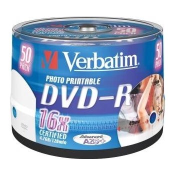 Verbatim DVD-R 4,7GB 16x, AZO, printable, spindle, 50ks (43533)