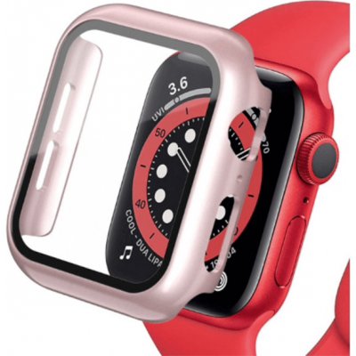 SES 2v1 Kryt s ochranným sklem na Apple Watch Apple Watch 44 mm 4.série - světle růžový 8649
