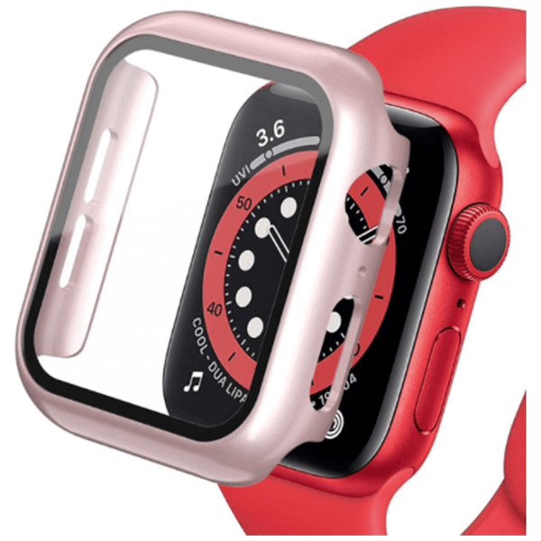 Obal a kryt k chytrým hodinkám SES 2v1 Kryt s ochranným sklem na Apple Watch Apple Watch 44 mm 4.série - světle růžový 8649