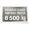 Blatník, podběh, bočnice k vozům Štítek - hmotnost přívěsu 8500 kg 59116685