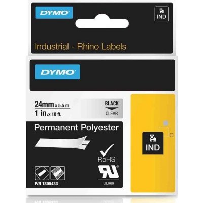 DYMO permanentní polyesterová páska RHINO D1 24 mm x 5,5 m, černá na průhledné, 1805433 – Zboží Mobilmania