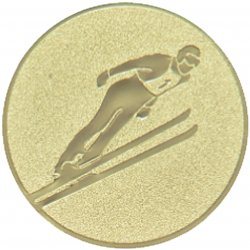 Emblém skoky na lyžích zlato 50 mm